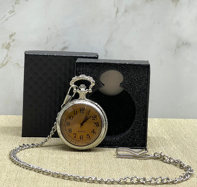 Özel Kutulu Camlı Gümüş Köstekli Saat Alk4661