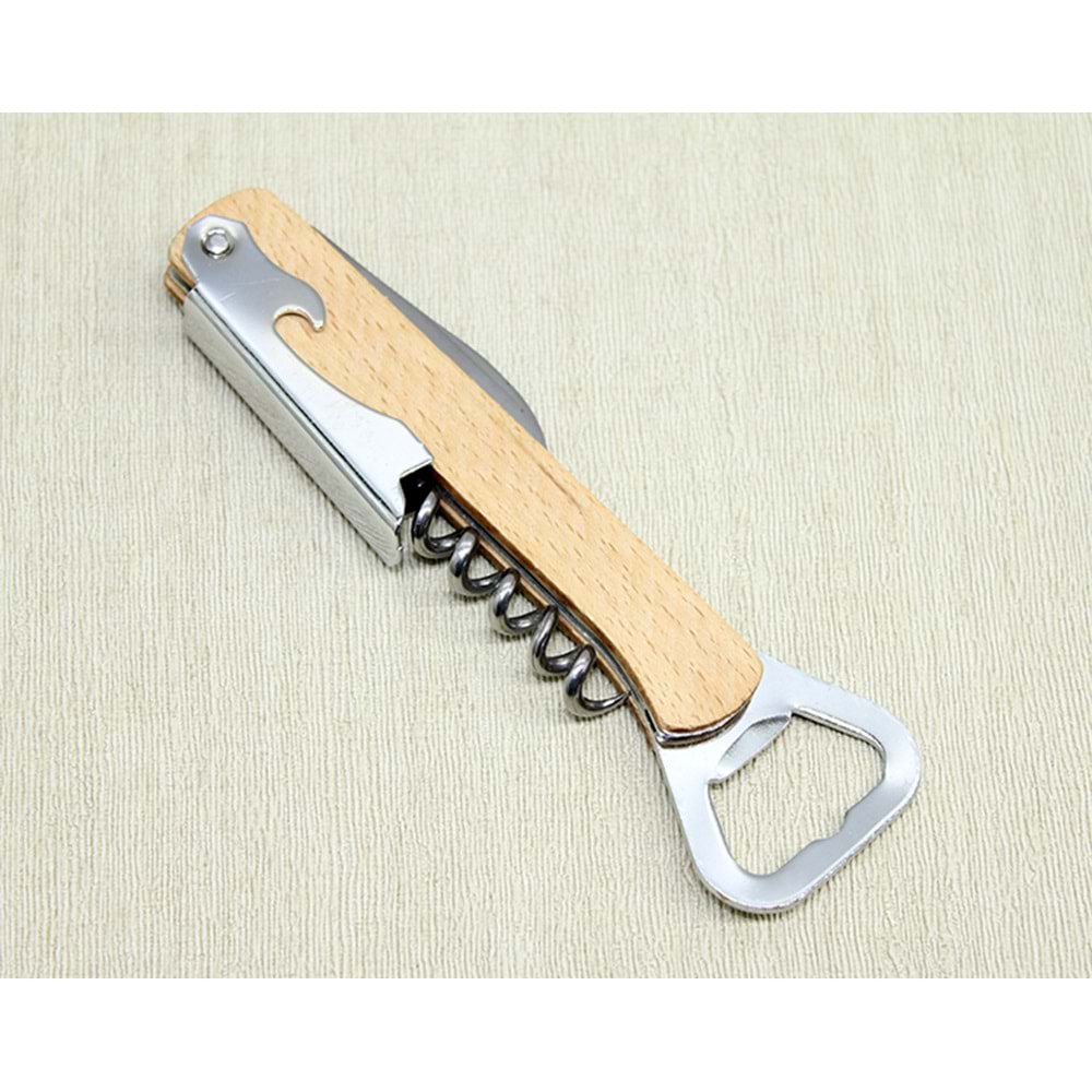 Ahşap Paslanmaz Çelik Tirbuşon Açacak Aalk2634