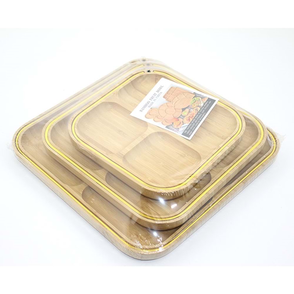 3'Lü bambu Kahvaltı Çerez Ve Meyve Sunum Tabağı Alk2170