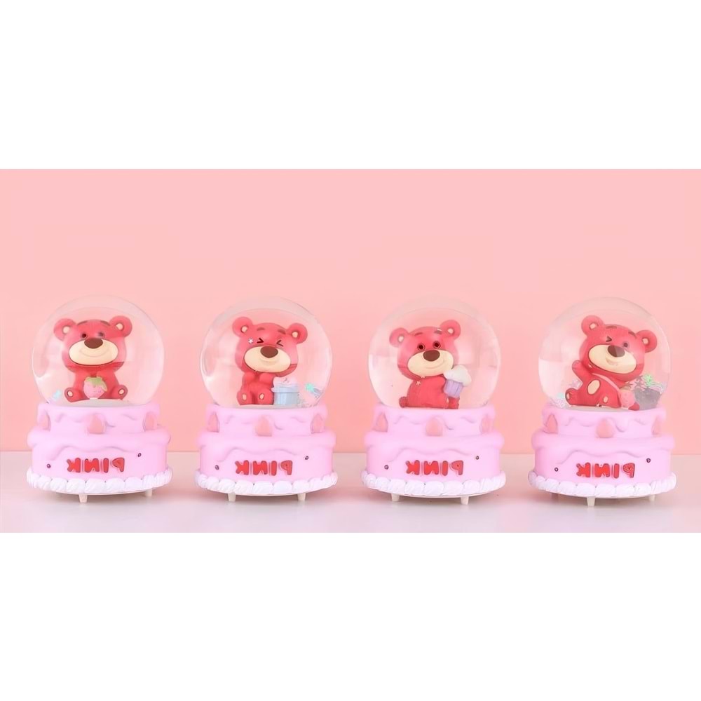 Ayıcıklı Işıklı Kar Küresi 7 Cm Alk3102