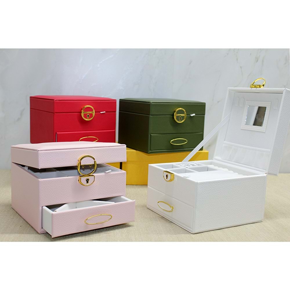 Deri Kaplamalı Makyaj Ve Takı Kutusu Alk3609