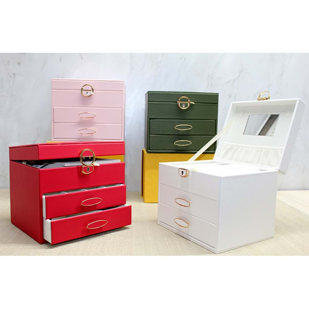 Deri Kaplamalı Makyaj Ve Takı Kutusu Alk3610