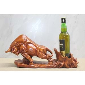 Polyester Boğa Figürü Şaraplık Alk3613