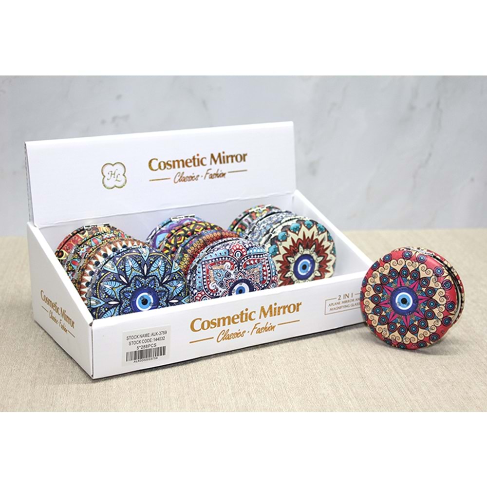 Taşlı Yuvarlak El Aynası Kalın Alk3759