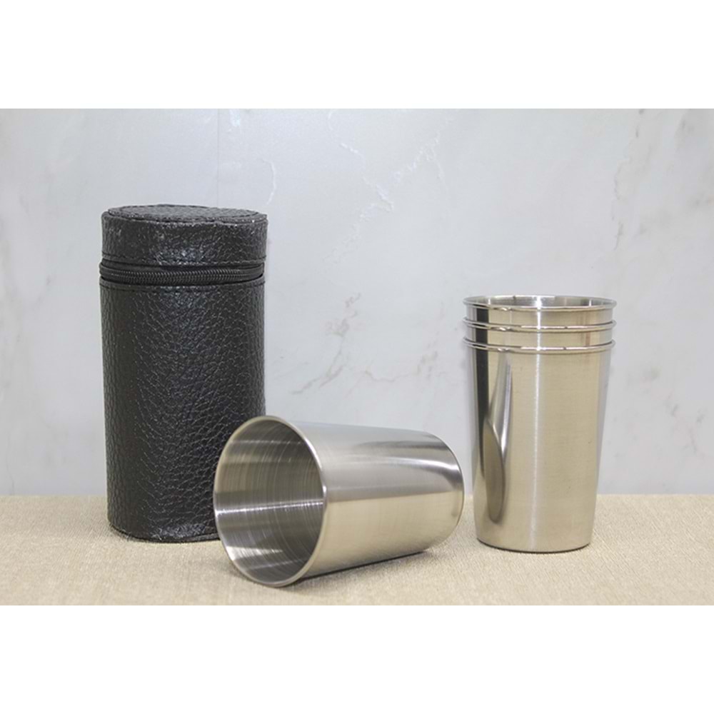 Deri Kılıflı 4'Lü Shot Bardak Alk3926