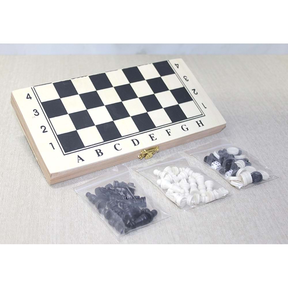 Ahşap Kutulu Satranç ve Tavla Seti Alk4025