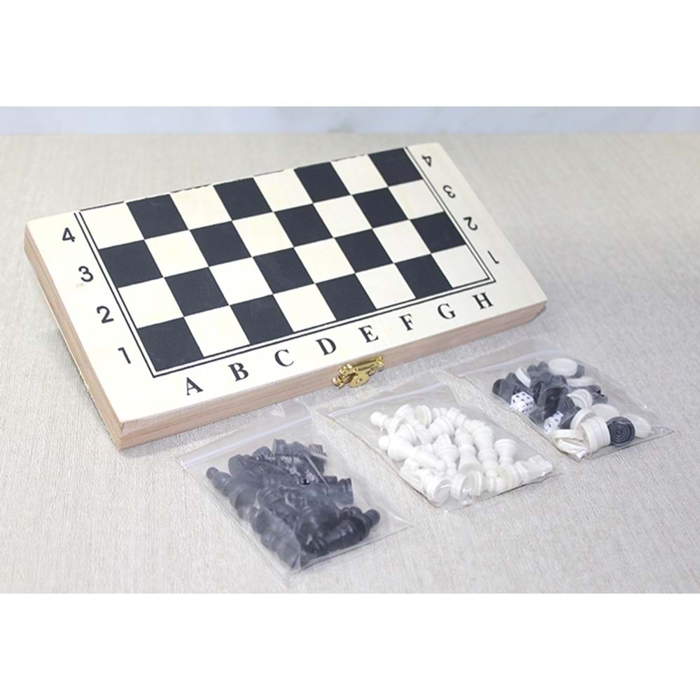 Ahşap Kutulu Satranç ve Tavla Seti Alk4026