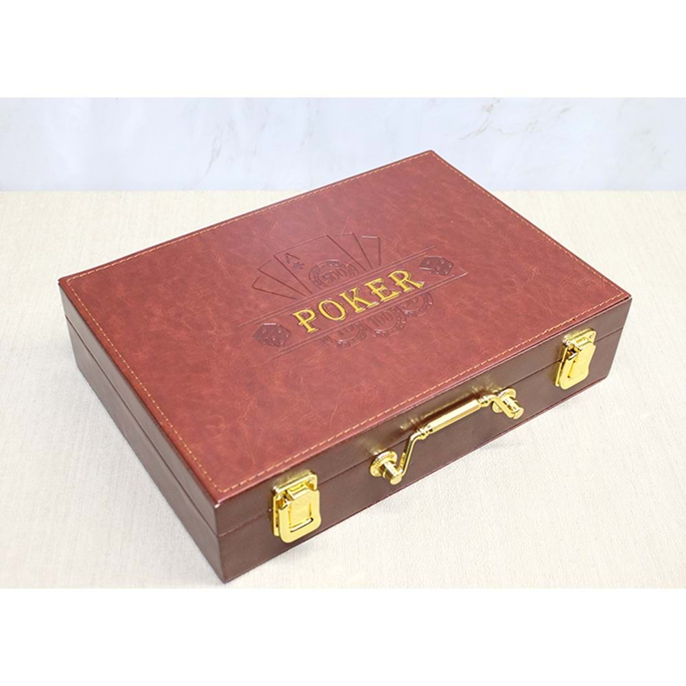 Deri Çantalı 200 Chip Ve 2 Adet İskambil Kağitına Sahip Poker Oyunu Alk4229