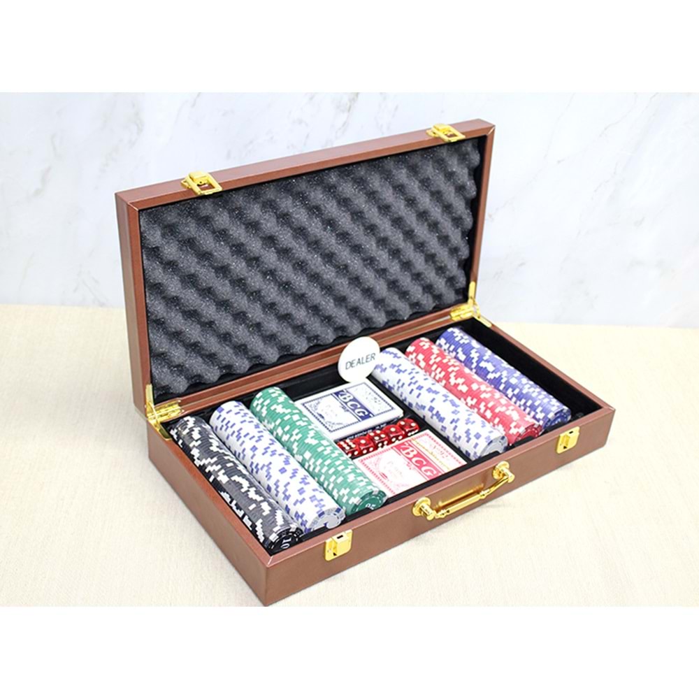 Deri Çantalı 300 Chip Ve 2 Adet İskambil Kağitına Sahip Poker Oyunu Alk4230