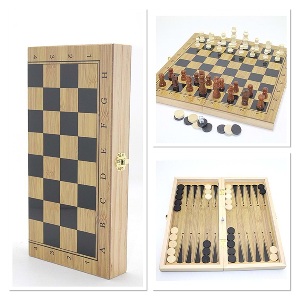 Ahşap Satranç ve Tavla Seti Alk4241