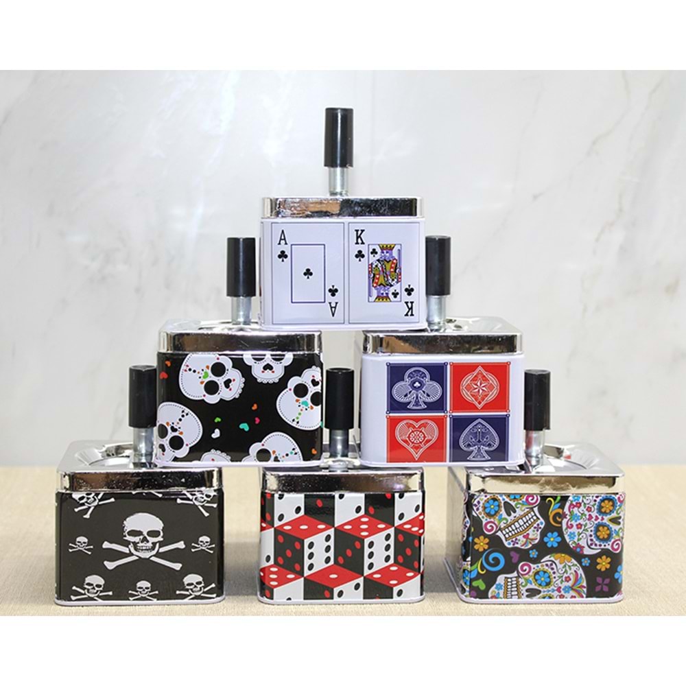 Metal Renkli Basmalı Küllük Alk4530