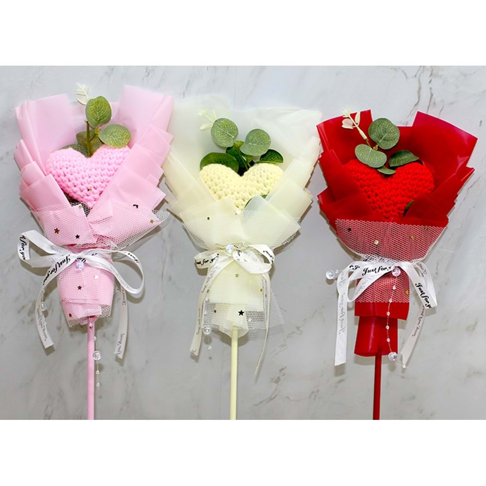 El Örgüsü Kalp Çiçeği Buketi Alk4968