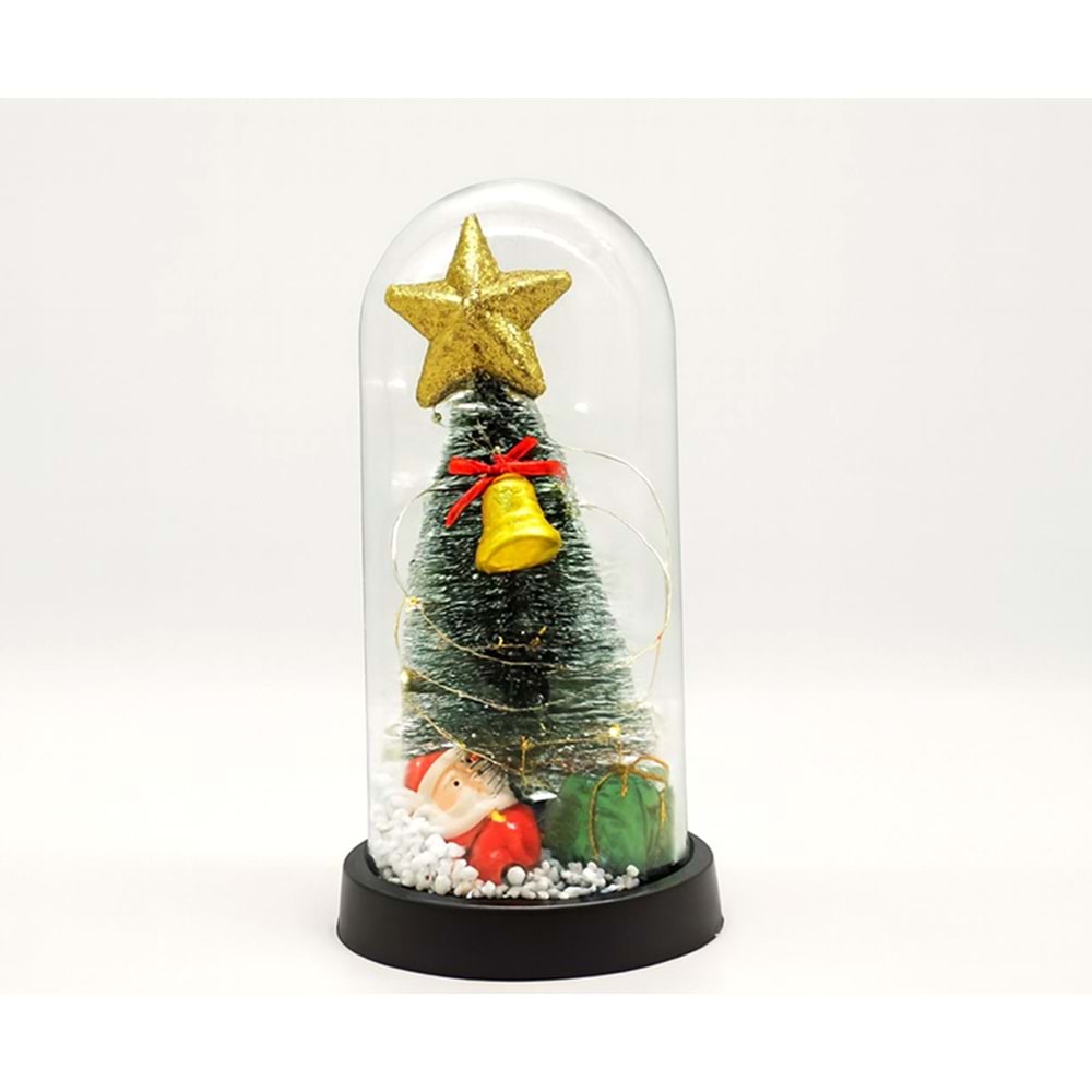 Yılbaşı Temalı Işıklı Dekoratif Cam Fanus Alk5078