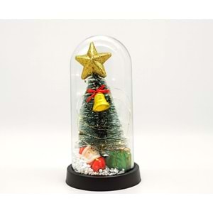 Yılbaşı Temalı Işıklı Dekoratif Cam Fanus Alk5078