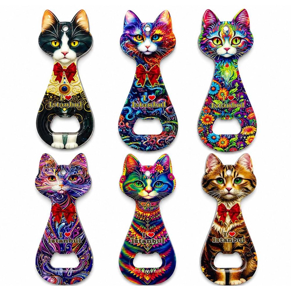 Kedi Tasarımı İstanbul Temalı Buzdolapı Süsü Magnet Alk5408