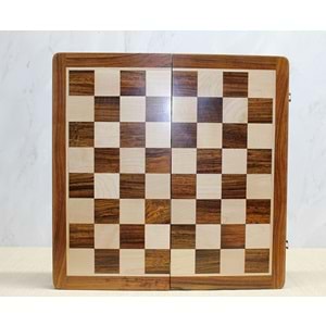Özel Vernikli Mıknatıs Taşlı Ahşap Katlanabilir Kutulu Satranç Oyunu 30 Cm G223