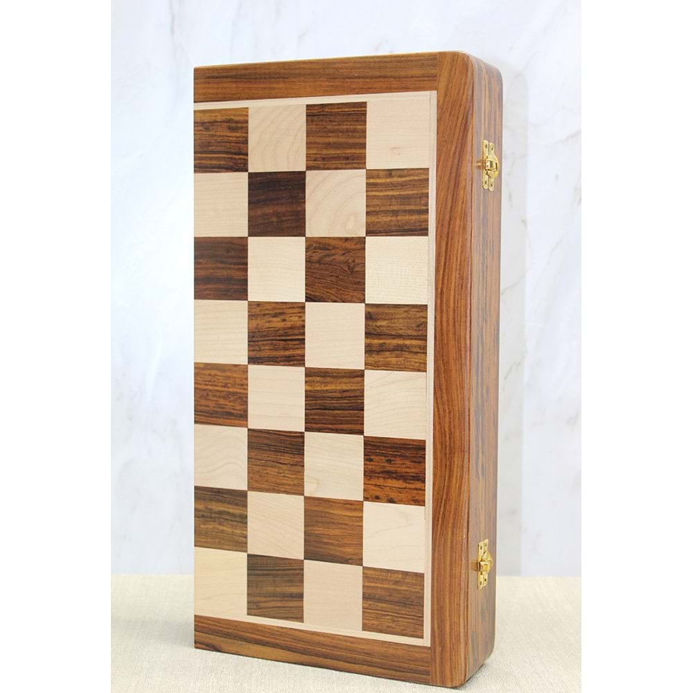 Mıknatıs Taşlı Ahşap Katlanabilir Kutulu Satranç Oyunu 40 Cm G225