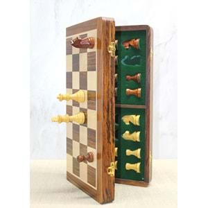 Mıknatıs Taşlı Ahşap Katlanabilir Kutulu Satranç Oyunu 40 Cm G225
