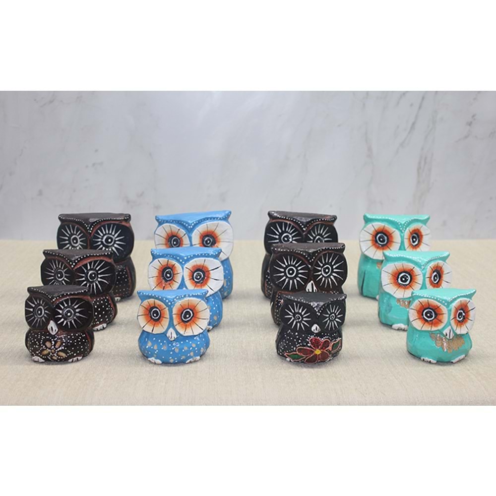 Ahşap 3'Lü Baykuş Seti 3Sutama-10