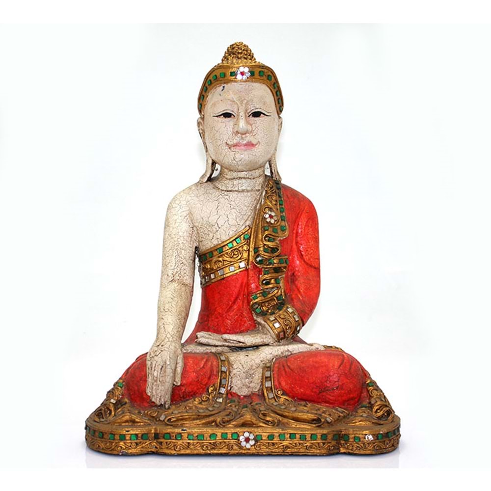 Ahşap Oturan Buda Figürü 2/9